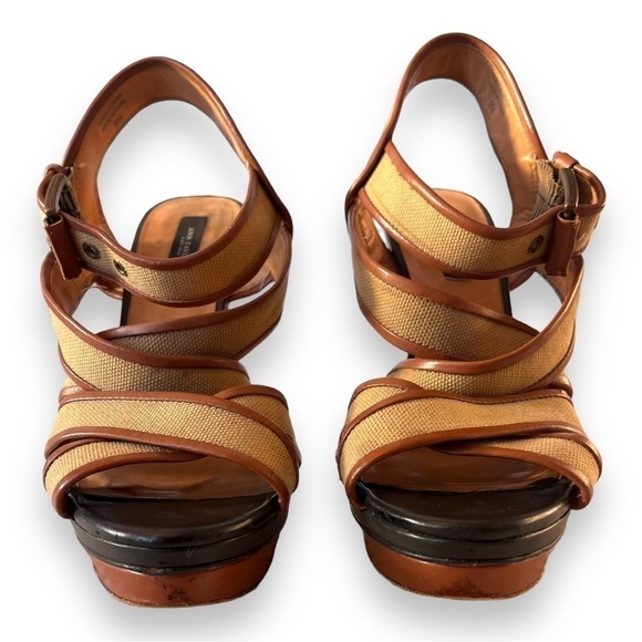 Ann Taylor Rosemary Canvas Stacked Heel Platform Sandals in Forest Moss Green - Picture 8 of 12